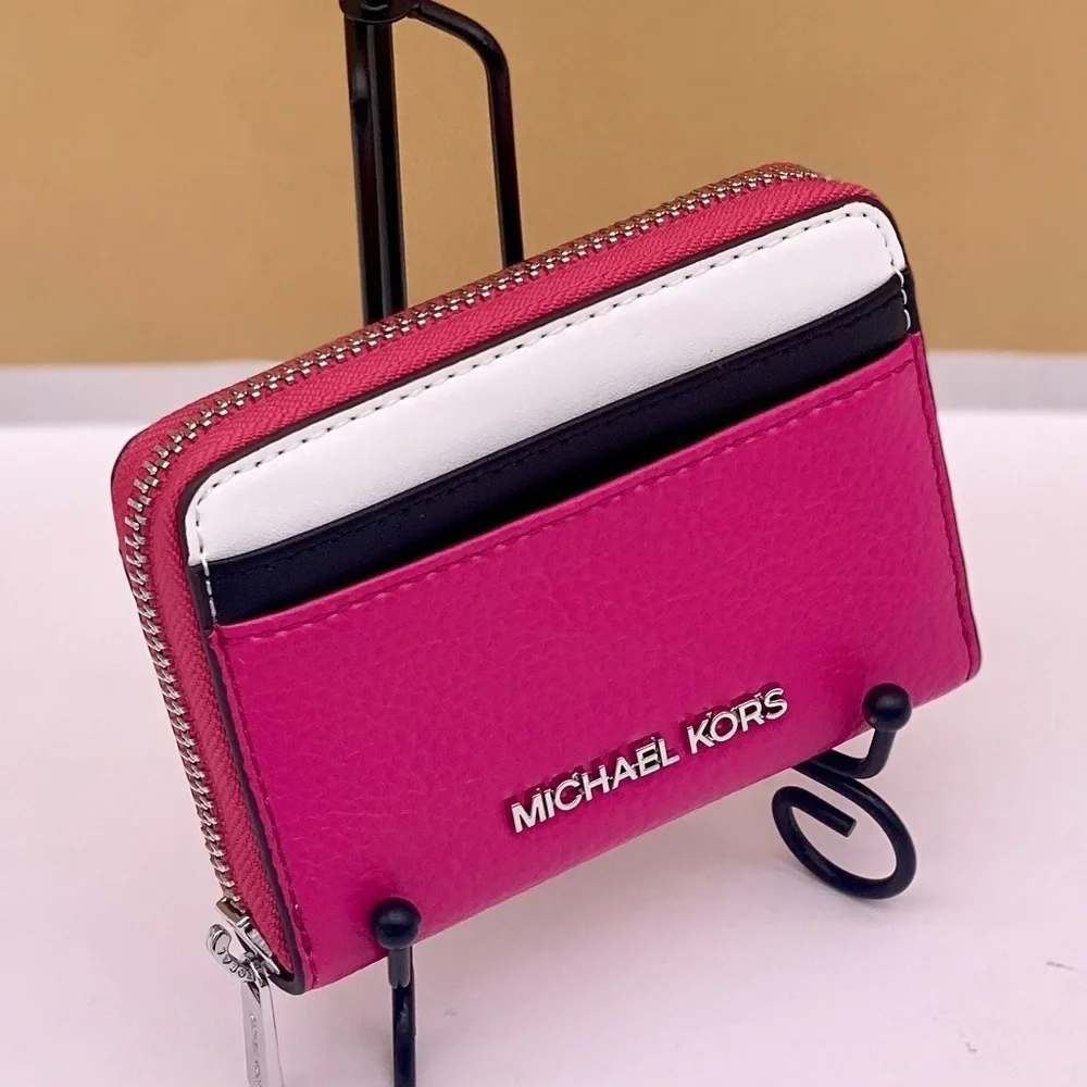 Michael Kors Jet Set Travel Card Case Zip Around Wallet Dragonfruit